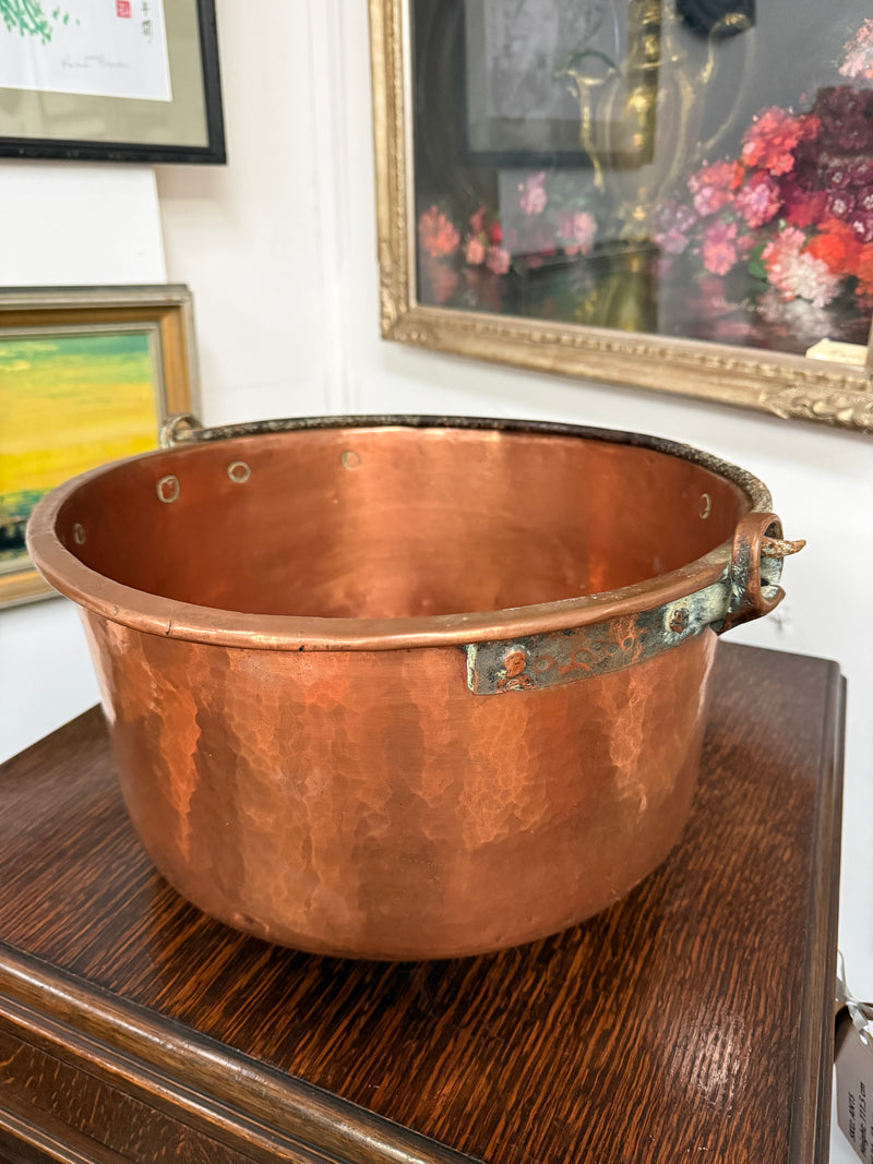 Antique French Copper & Wrought Iron Handmade Preserve Pan/Cauldron