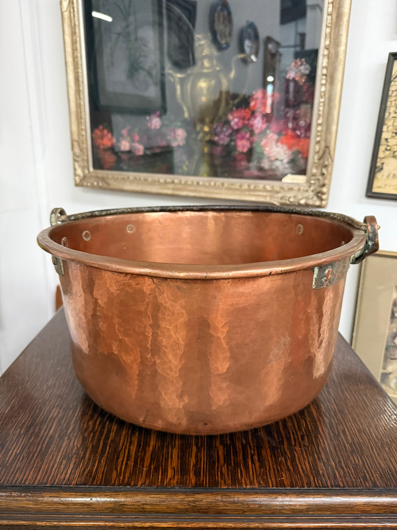 Antique French Copper & Wrought Iron Handmade Preserve Pan/Cauldron