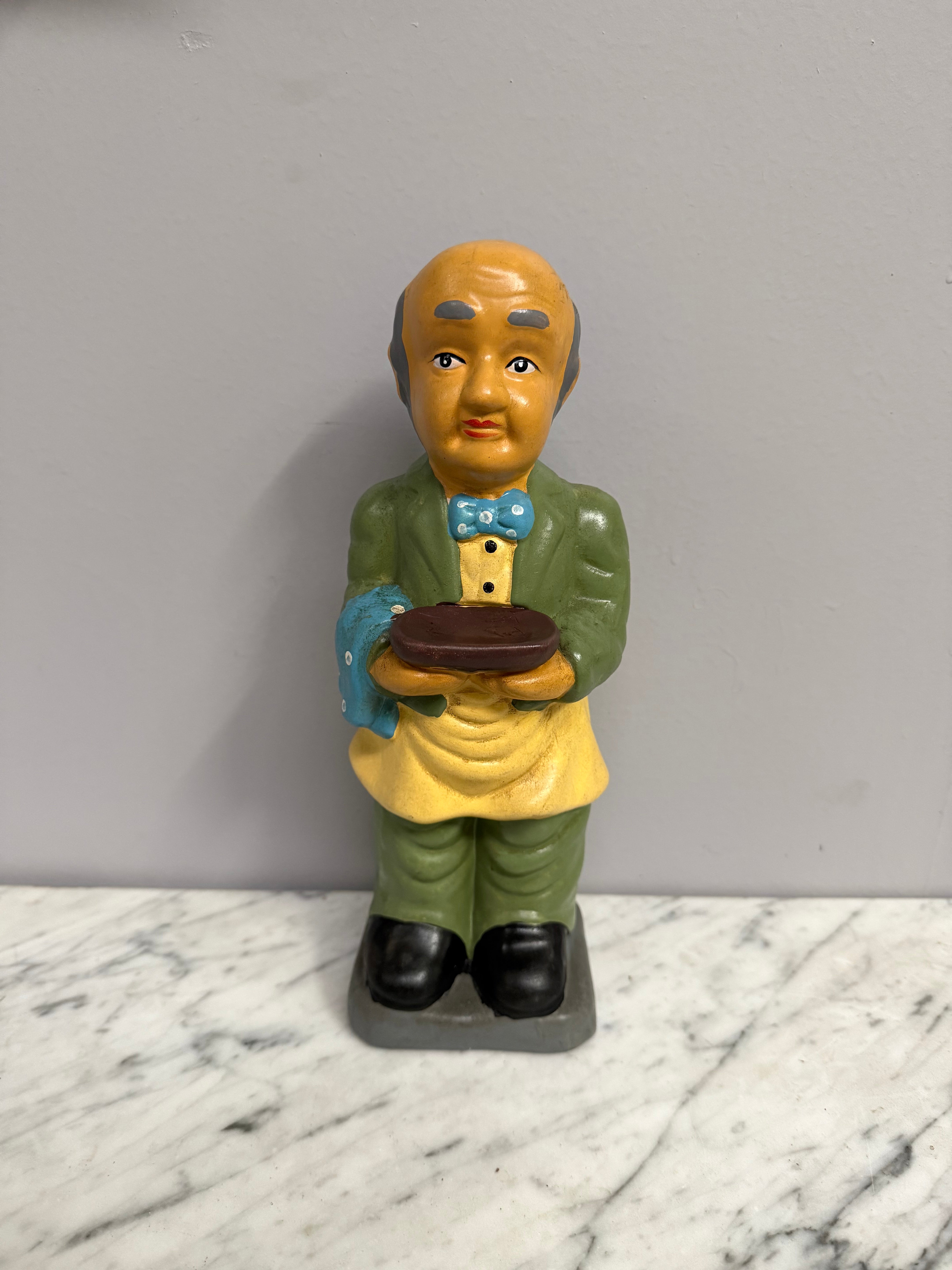 Vintage 1960's Small Ceramic Butler Figure Holding Tray