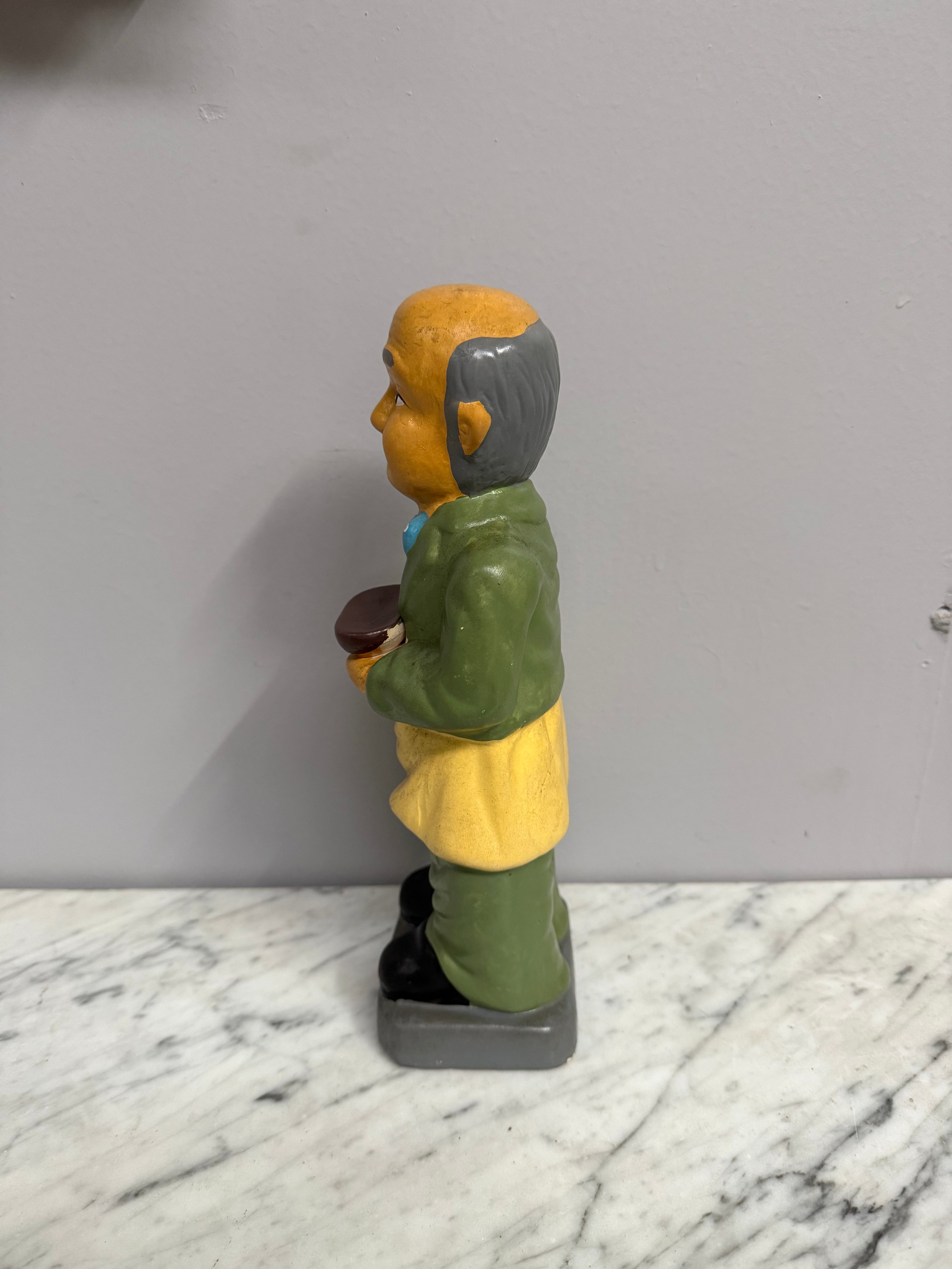 Vintage 1960's Small Ceramic Butler Figure Holding Tray