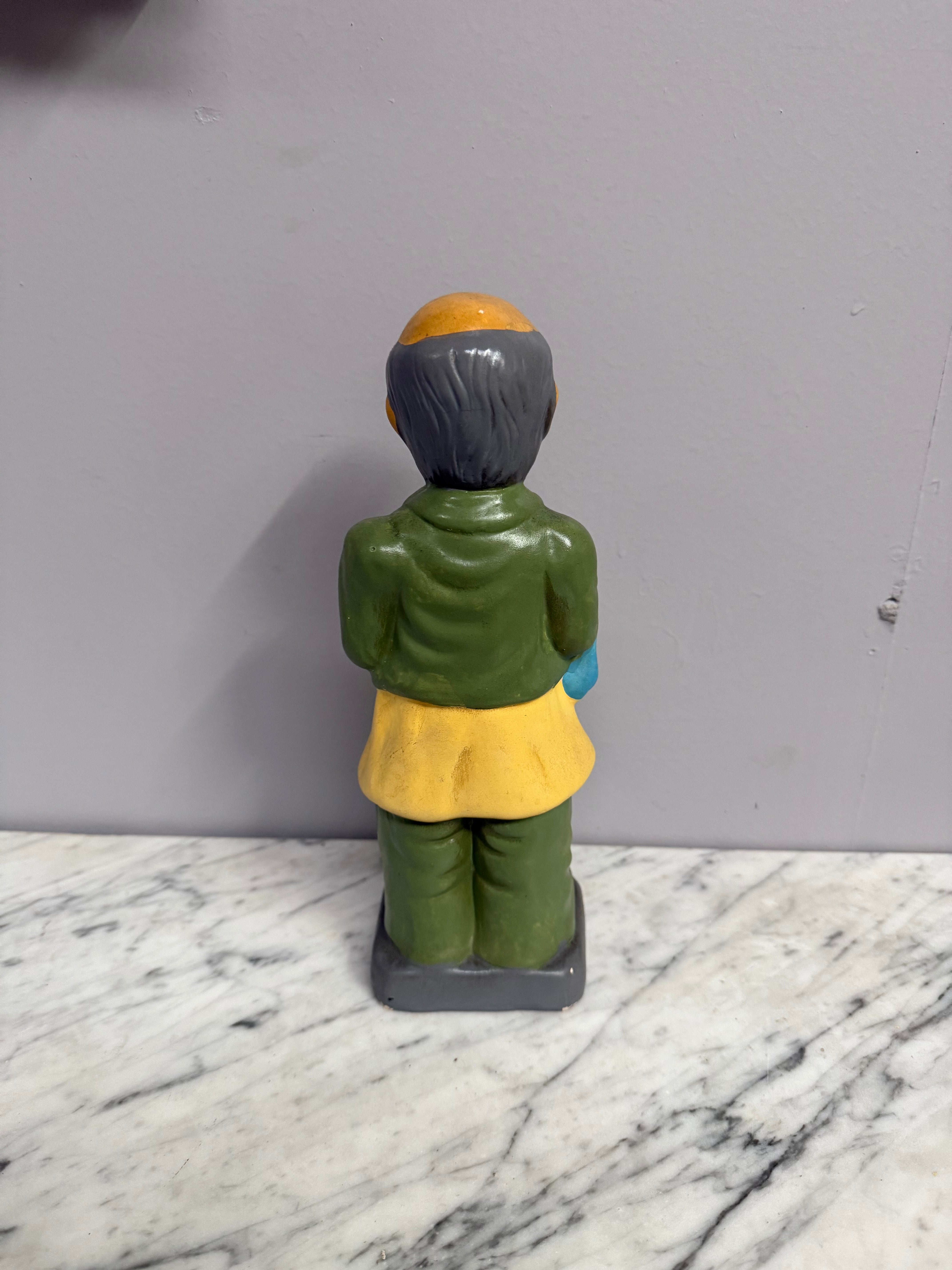 Vintage 1960's Small Ceramic Butler Figure Holding Tray