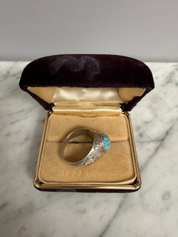 Vintage Navajo Style Sterling Silver Ring With Oval Turquoise Cabochon Stone | Antique & Vintage | Moonee Ponds Antiques | Australia Wide Delivery