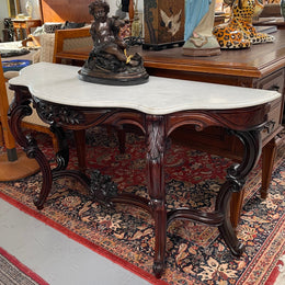 Louis XV Style 19th Century French Rosewood Marble Top Console Table