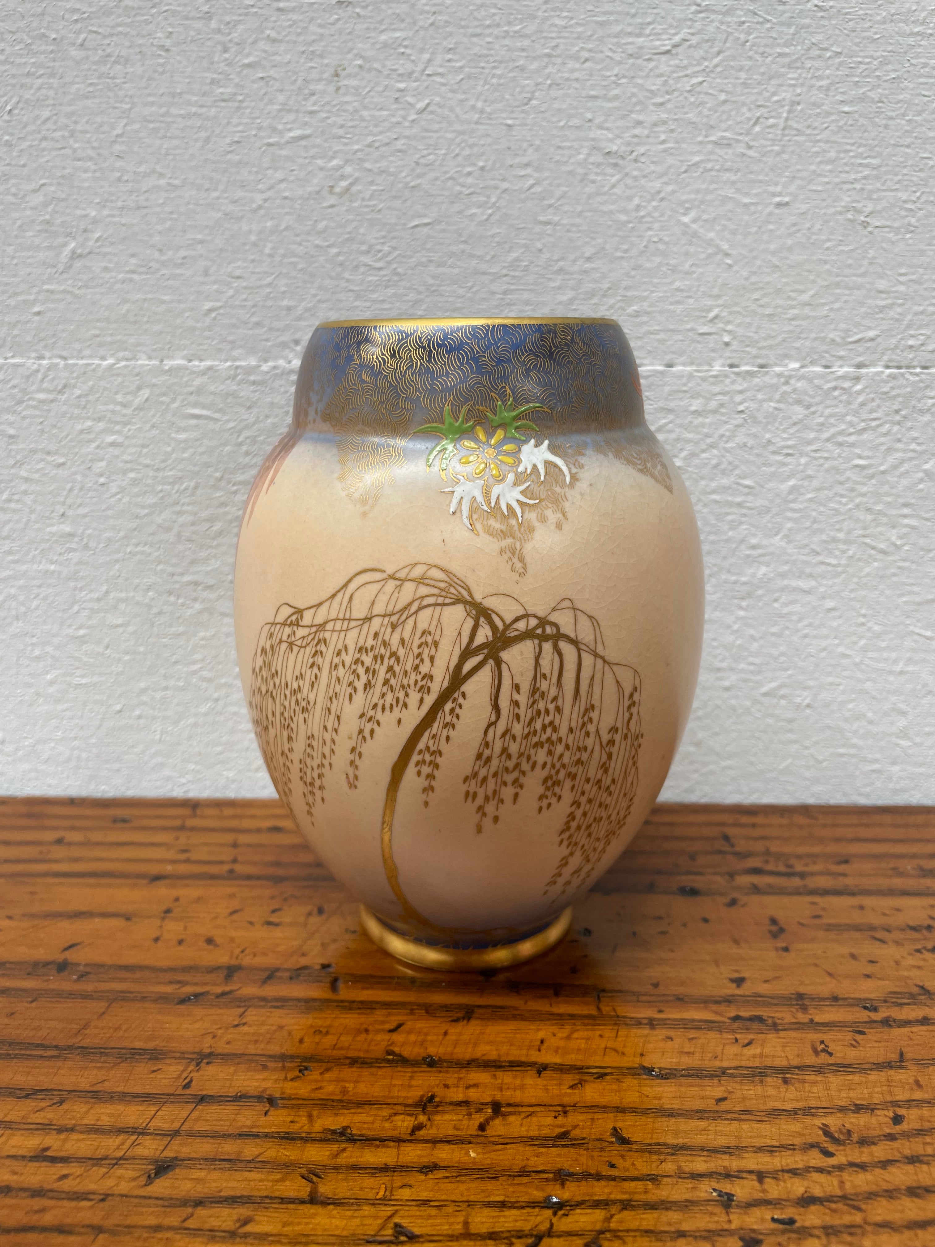 Carlton Ware Hand Painted King Fisher Sketching Bird Vase With Enamel Decoration | Antique & Vintage | Moonee Ponds Antiques | Australia Wide Delivery