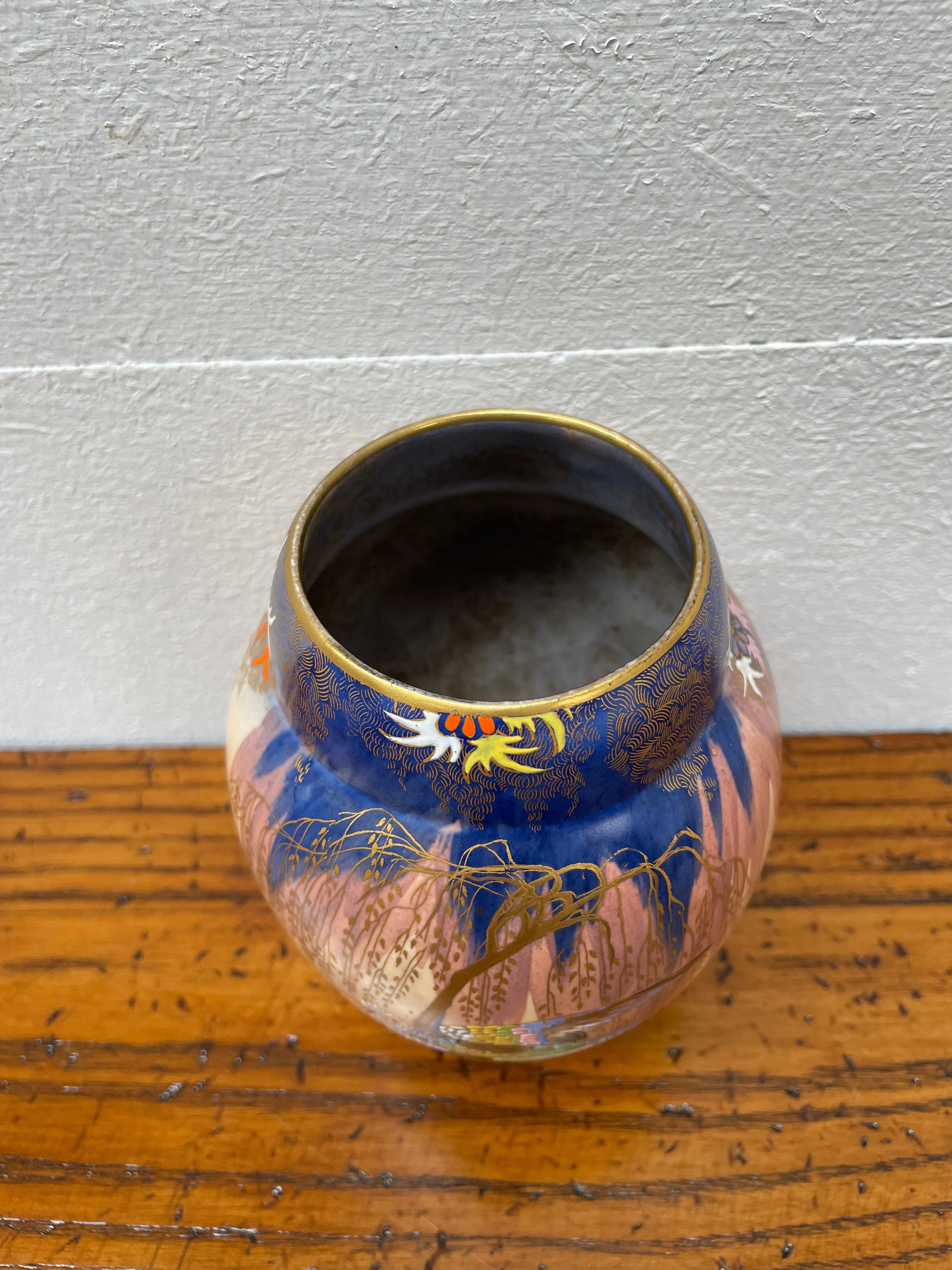 Carlton Ware Hand Painted King Fisher Sketching Bird Vase With Enamel Decoration | Antique & Vintage | Moonee Ponds Antiques | Australia Wide Delivery