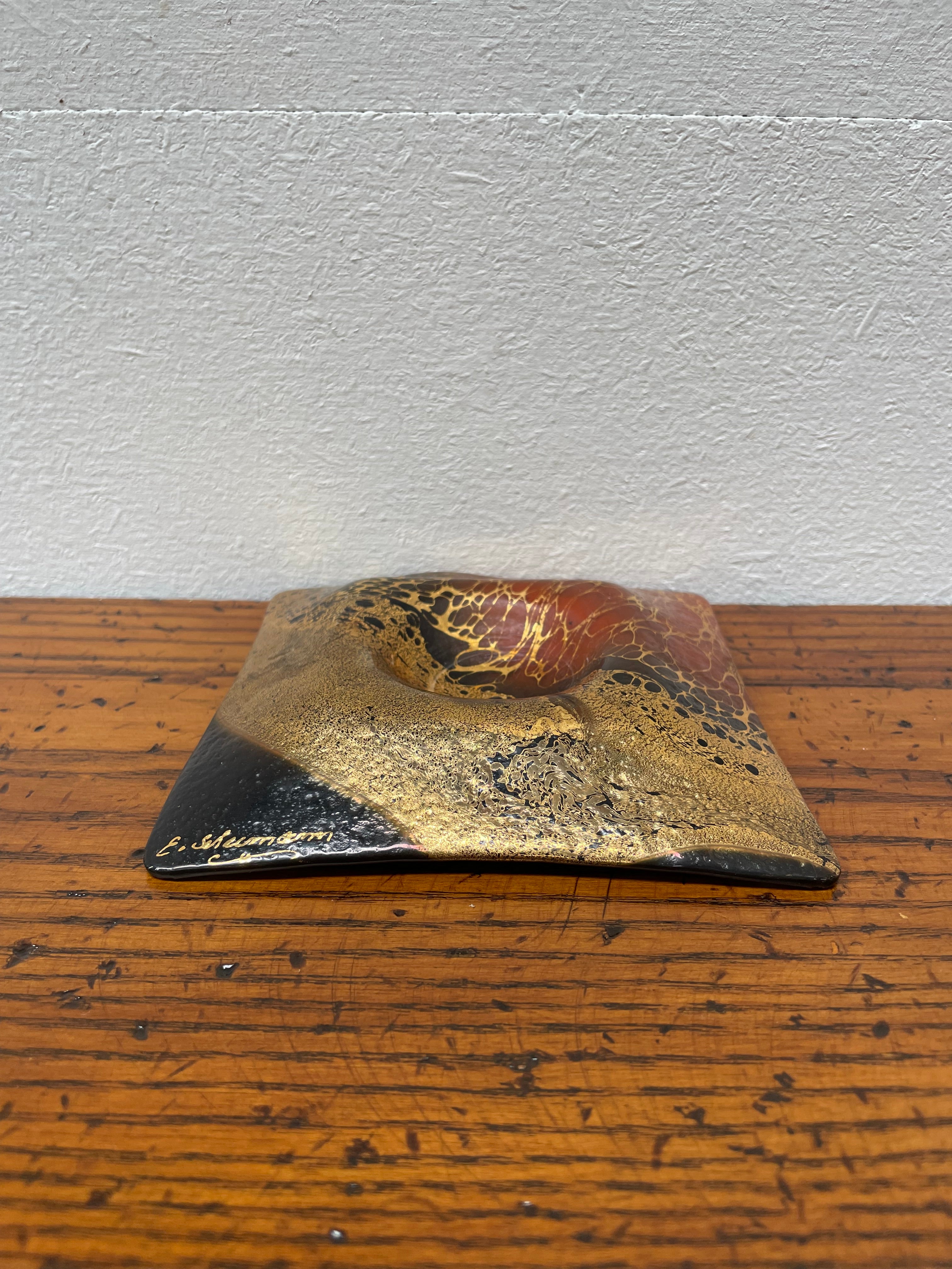 Art Glass Pin Tray Signed Eveline Schumann