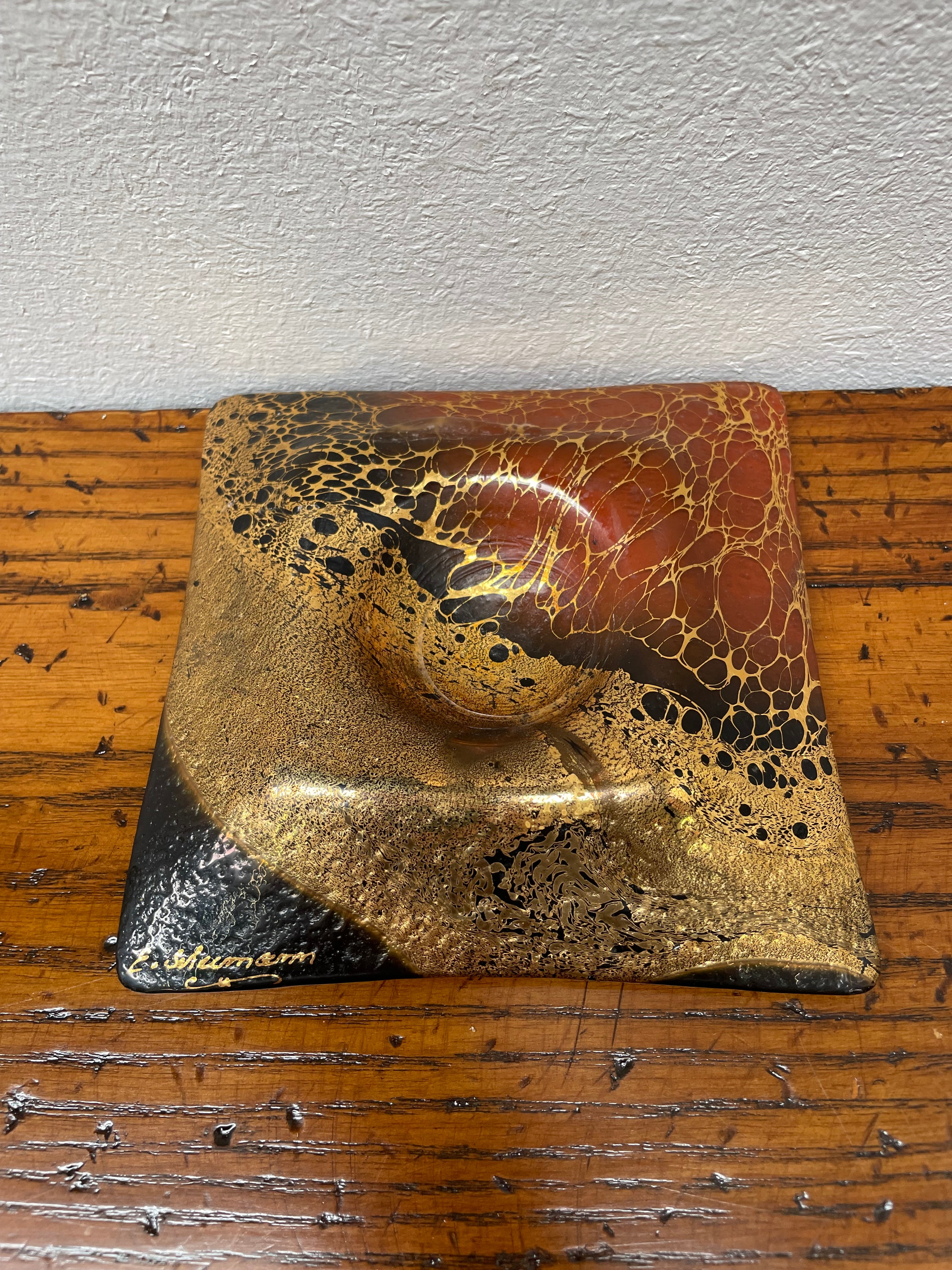 Art Glass Pin Tray Signed Eveline Schumann | Antique & Vintage | Moonee Ponds Antiques | Australia Wide Delivery