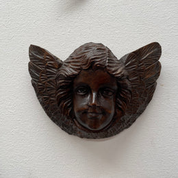 Vintage Cherub Timber Wall Plaque