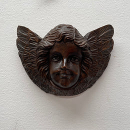 Vintage Cherub Timber Wall Plaque