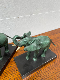 Pair French Art Deco Elephant Sculptures On Marble Base | Antique & Vintage | Moonee Ponds Antiques | Australia Wide Delivery