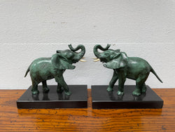 Pair French Art Deco Elephant Sculptures On Marble Base | Antique & Vintage | Moonee Ponds Antiques | Australia Wide Delivery