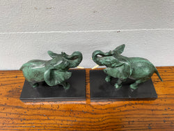 Pair French Art Deco Elephant Sculptures On Marble Base | Antique & Vintage | Moonee Ponds Antiques | Australia Wide Delivery