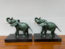 Pair French Art Deco Elephant Sculptures On Marble Base | Antique & Vintage | Moonee Ponds Antiques | Australia Wide Delivery