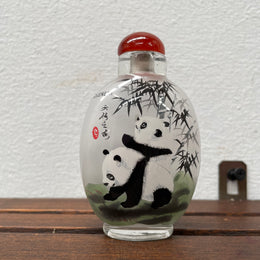 Hand Painted Vintage Chinese Snuff Bottles Featuring Panda's