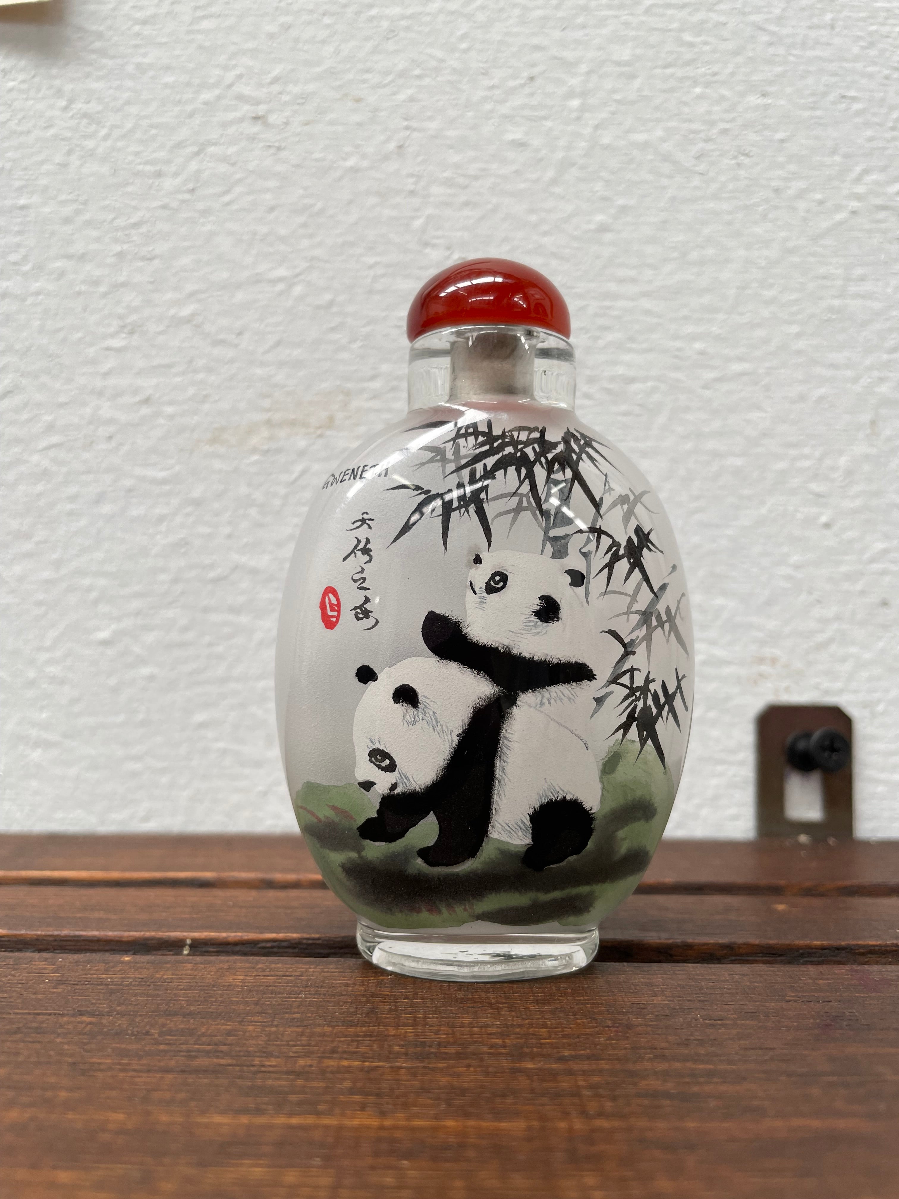 Hand Painted Vintage Chinese Snuff Bottles Featuring Panda's | Antique & Vintage | Moonee Ponds Antiques | Australia Wide Delivery