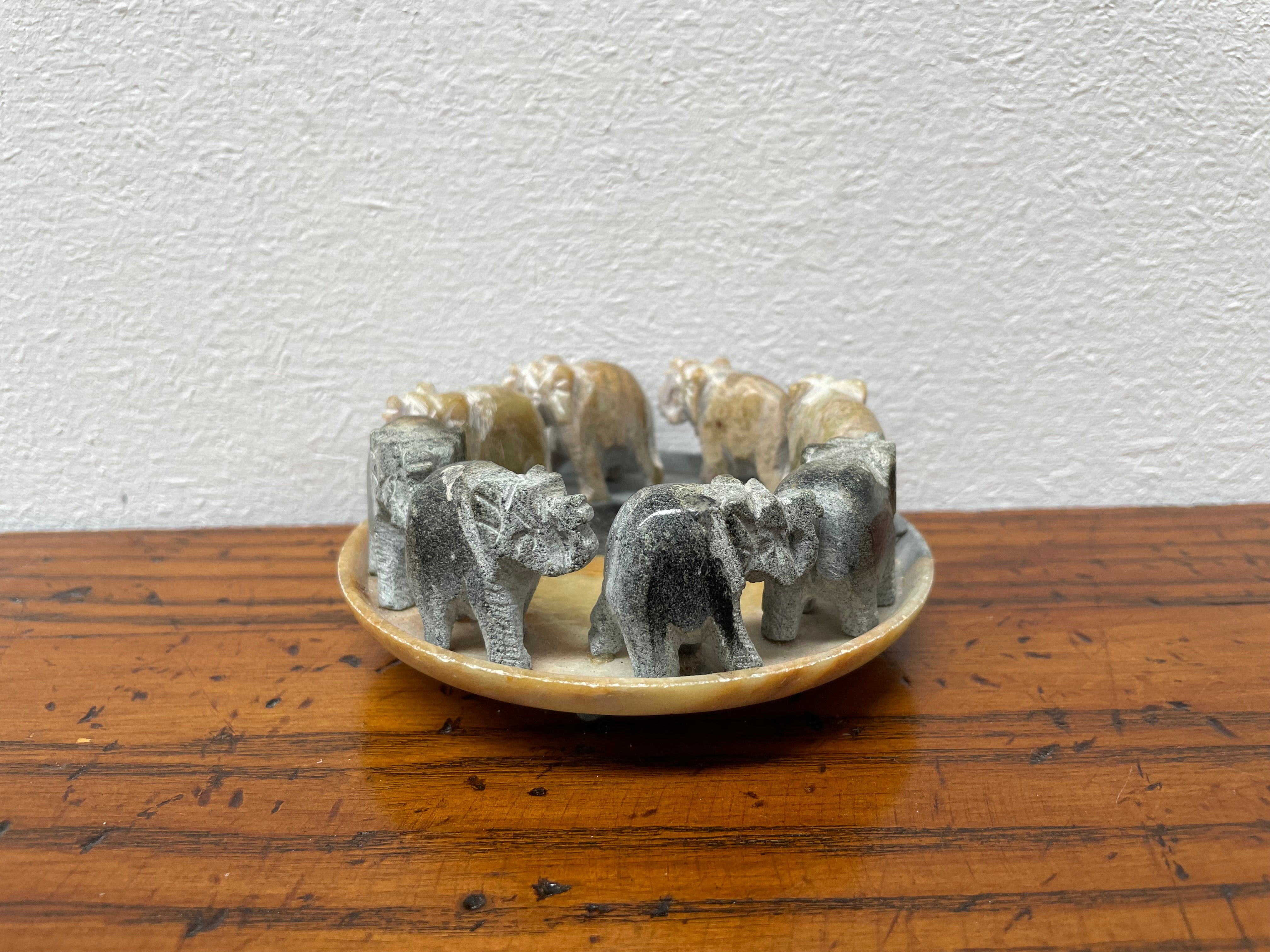 Carved Stone Circle Of Elephants Moonee Ponds Antiques