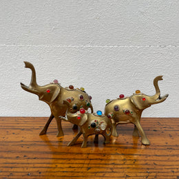 Vintage Group 3 Ornamental Brass Elephants