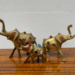 Vintage Group 3 Ornamental Brass Elephants