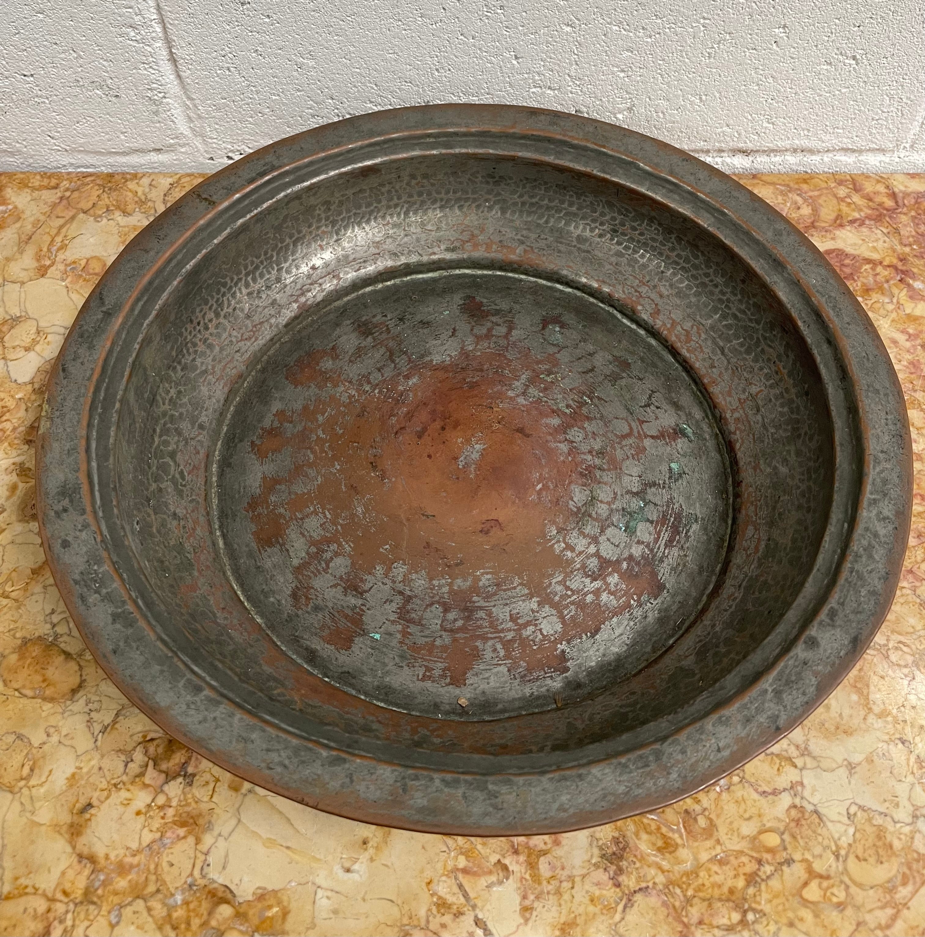 Antique Persian Hand Beaten Copper Bowl