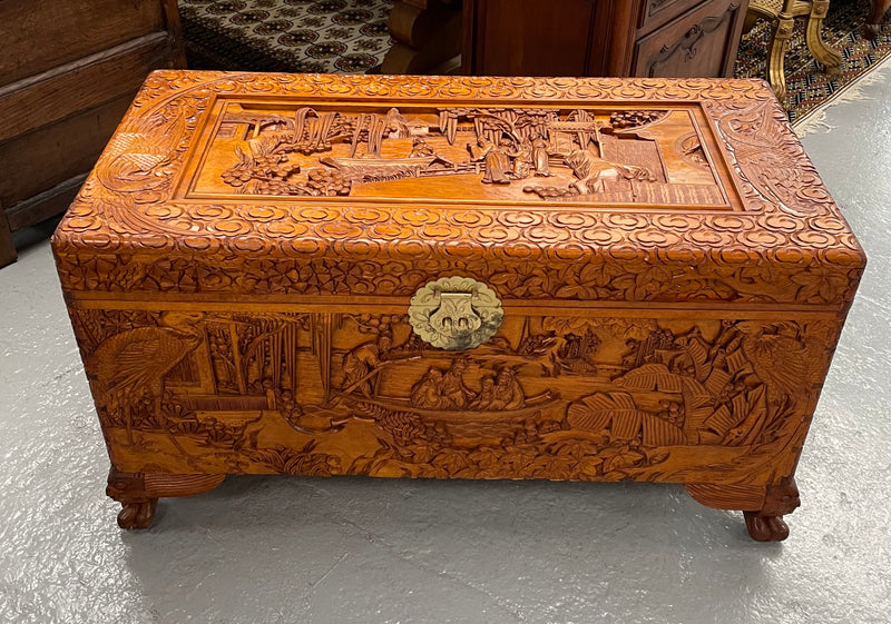 Nicely Carved Camphor Wood Chest – Moonee Ponds Antiques