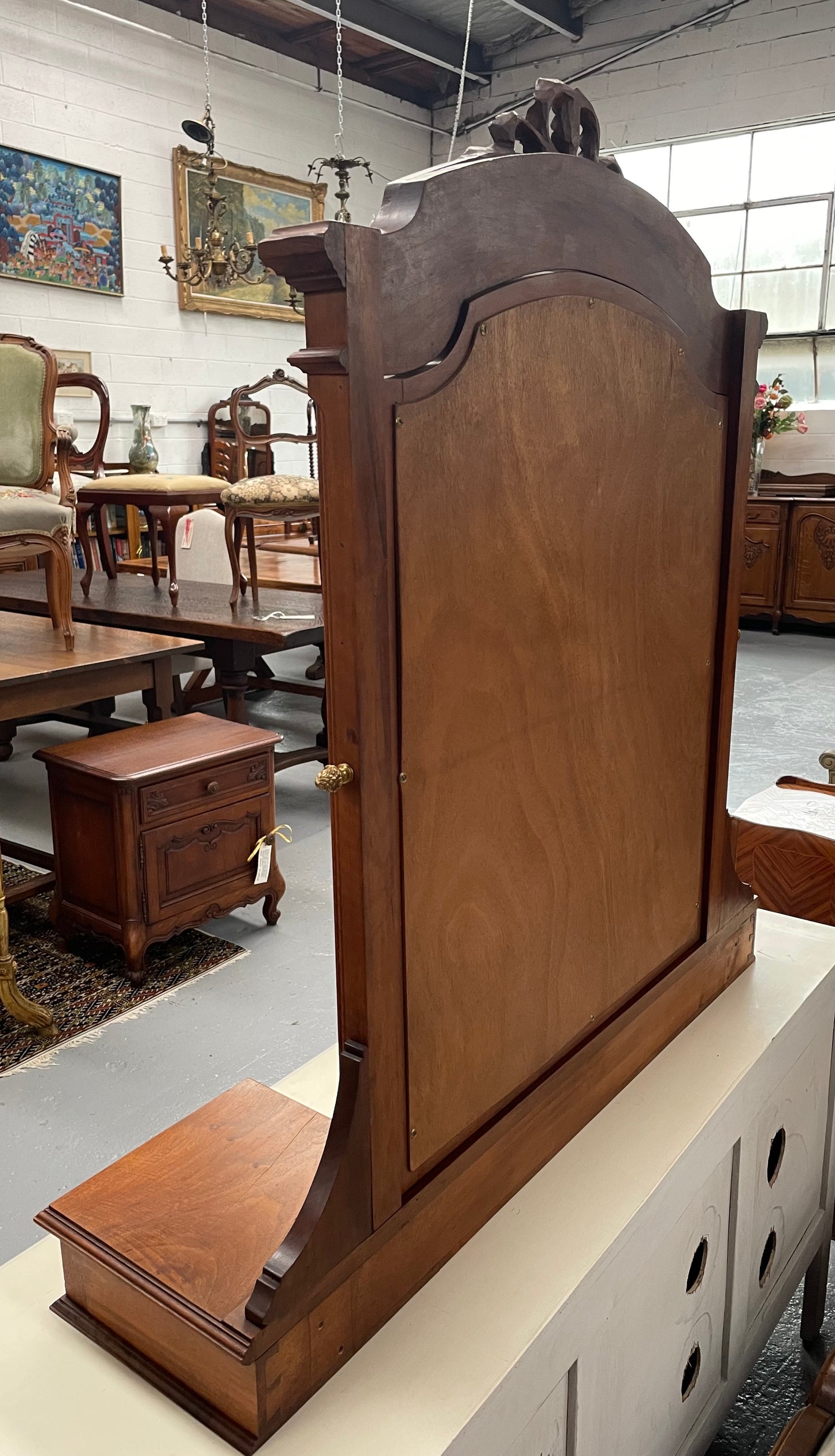 French Louis XVI Style Walnut Mirror & Drawers