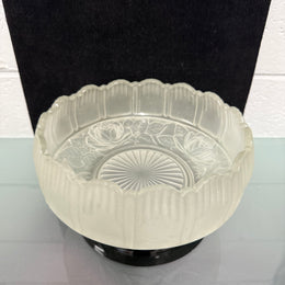 Art Deco Frosted Float Vase With Standing Lady On Black Base