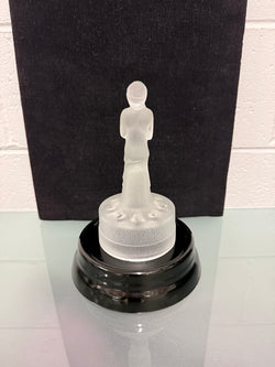 Art Deco Frosted Float Vase With Standing Lady On Black Base | Antique & Vintage | Moonee Ponds Antiques | Australia Wide Delivery