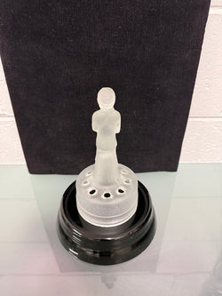 Art Deco Frosted Float Vase With Standing Lady On Black Base | Antique & Vintage | Moonee Ponds Antiques | Australia Wide Delivery