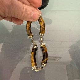 Vintage Natural Tiger Eye & Gilt Chinese Symbols Bracelet