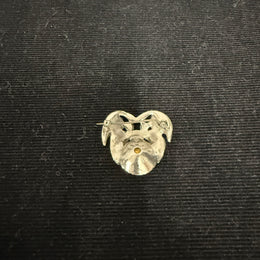 Vintage White Metal & Green Glass Brooch