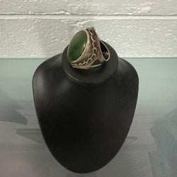 Vintage heavy Silver Ring With Nephrite Jade | Antique & Vintage | Moonee Ponds Antiques | Australia Wide Delivery