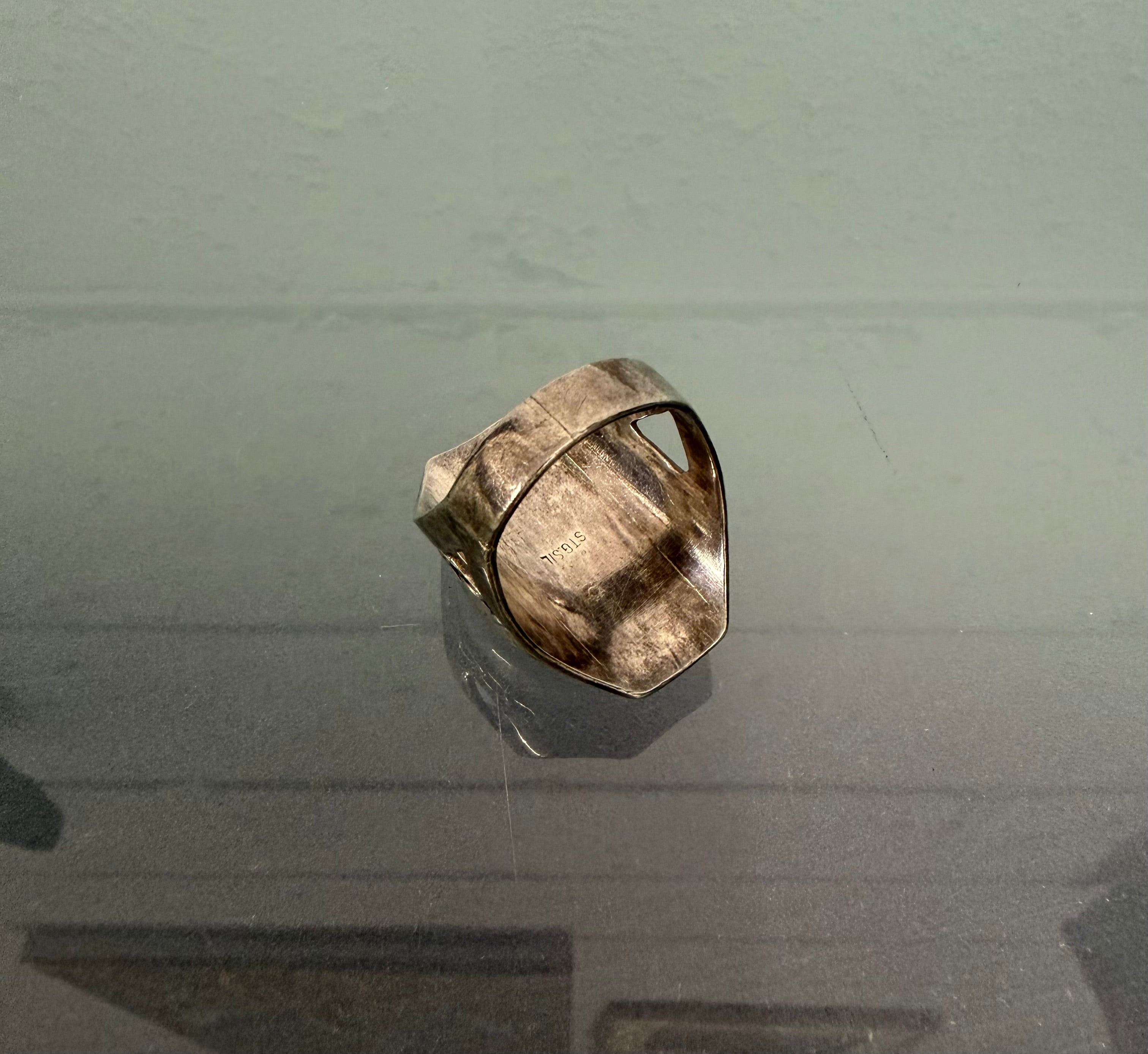 Vintage heavy Silver Ring With Nephrite Jade | Antique & Vintage | Moonee Ponds Antiques | Australia Wide Delivery