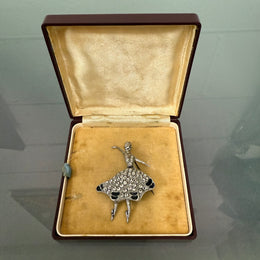 Pretty Vintage Silver Metal Ballerina Brooch