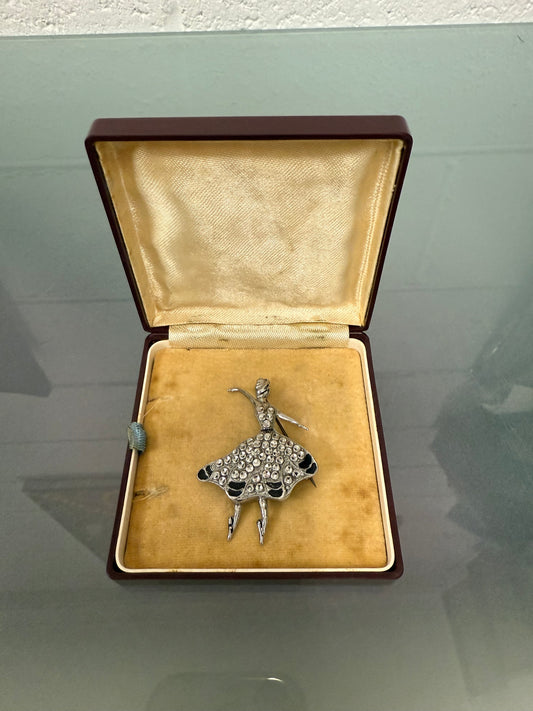 Pretty Vintage Silver Metal Ballerina Brooch