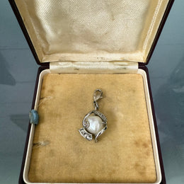 Silver & Mabe Pearl With Zircons Charm