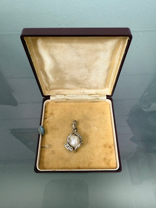 Silver & Mabe Pearl With Zircons Charm