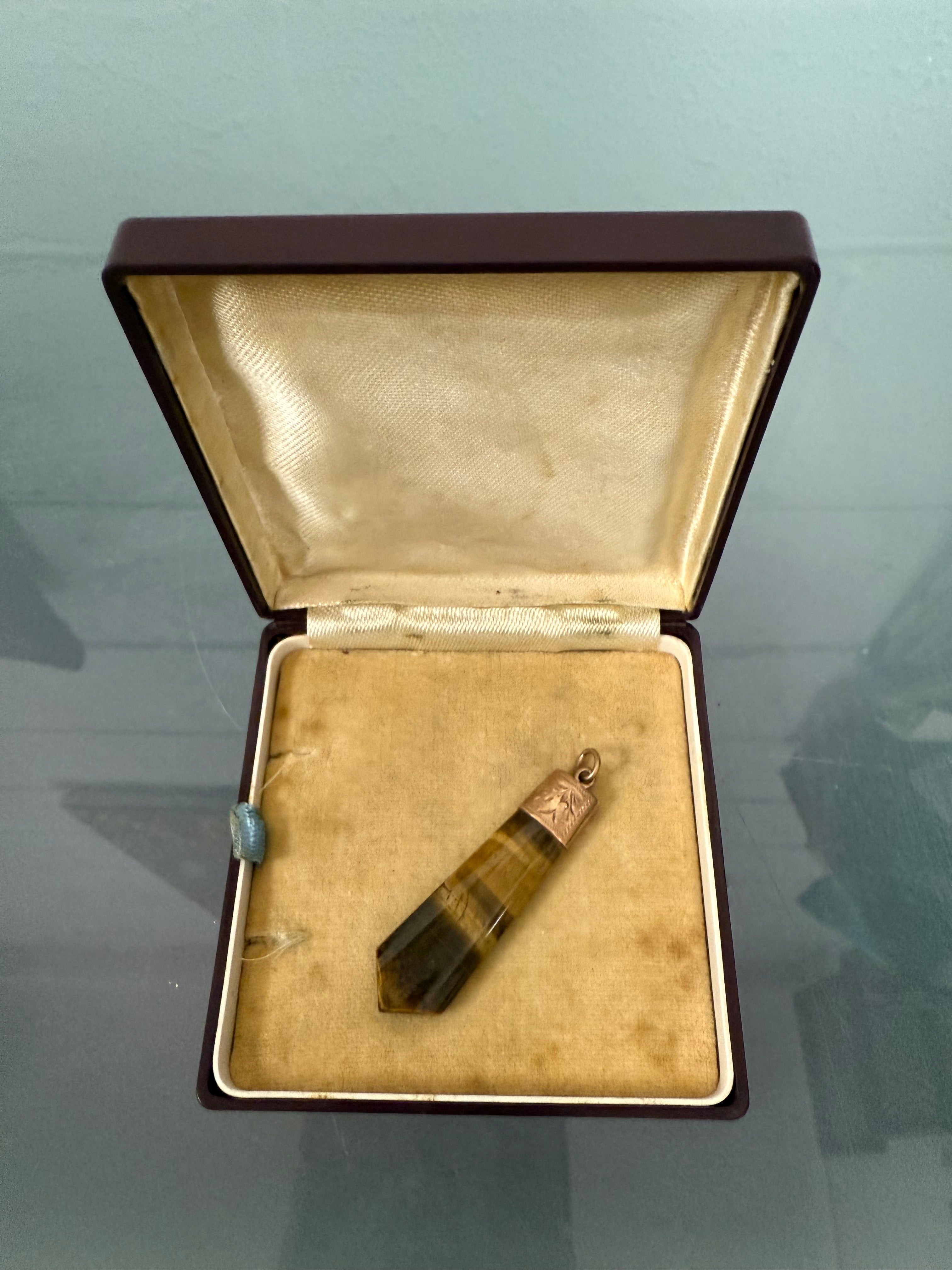 Antique 9ct Gold & Tiger Eye Fob Watch Pendant | Antique & Vintage | Moonee Ponds Antiques | Australia Wide Delivery