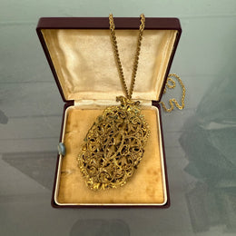 Stunning Vintage Czech Multi Stone Pendant & Chain