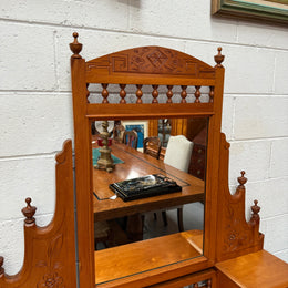 Antique Victorian Huon Pine Bedroom Suite Includes Dressing Table, Wardrobe & Chest of Drawers