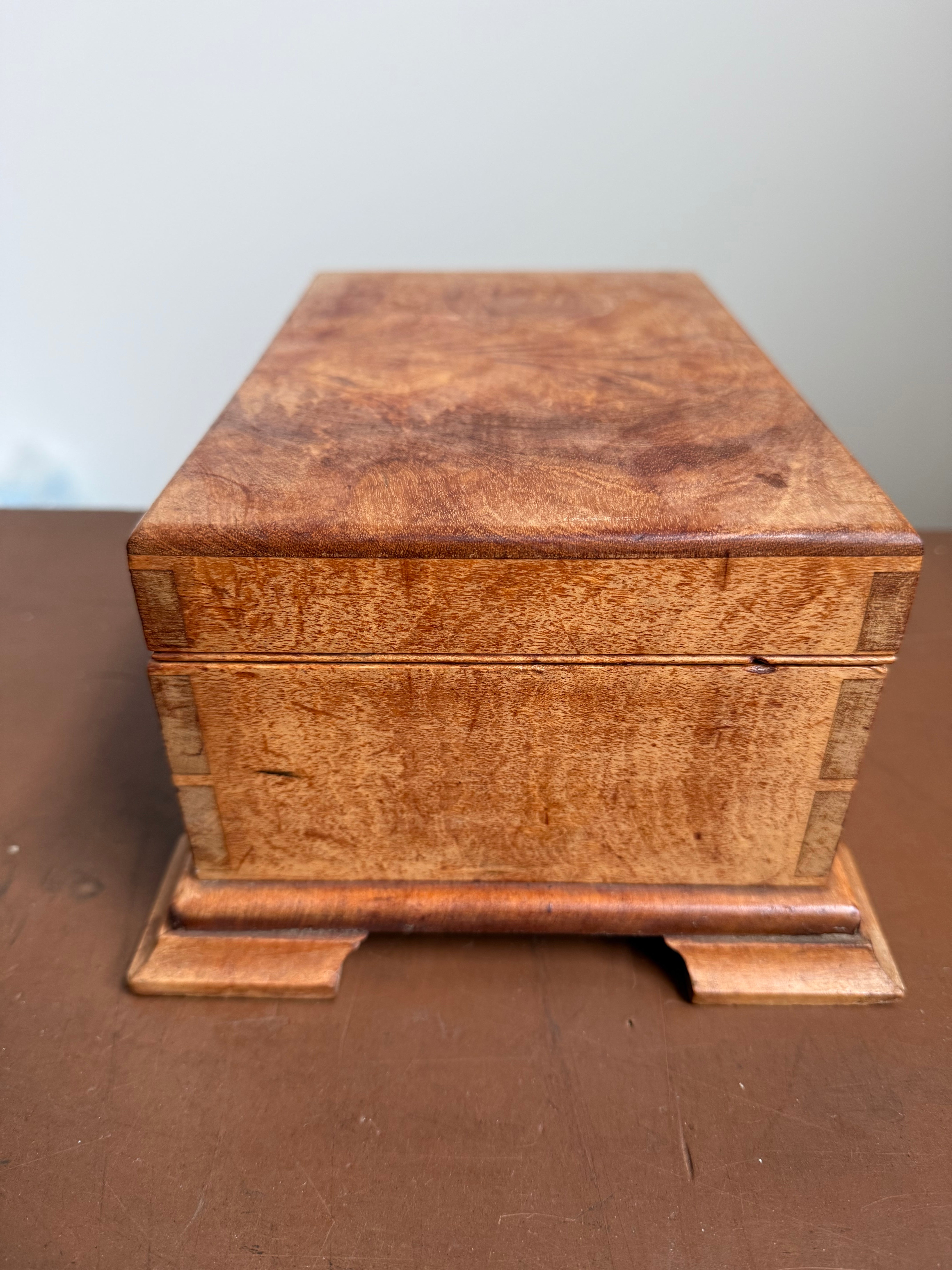 Large Vintage Deed / Jewellery Burlwood Box