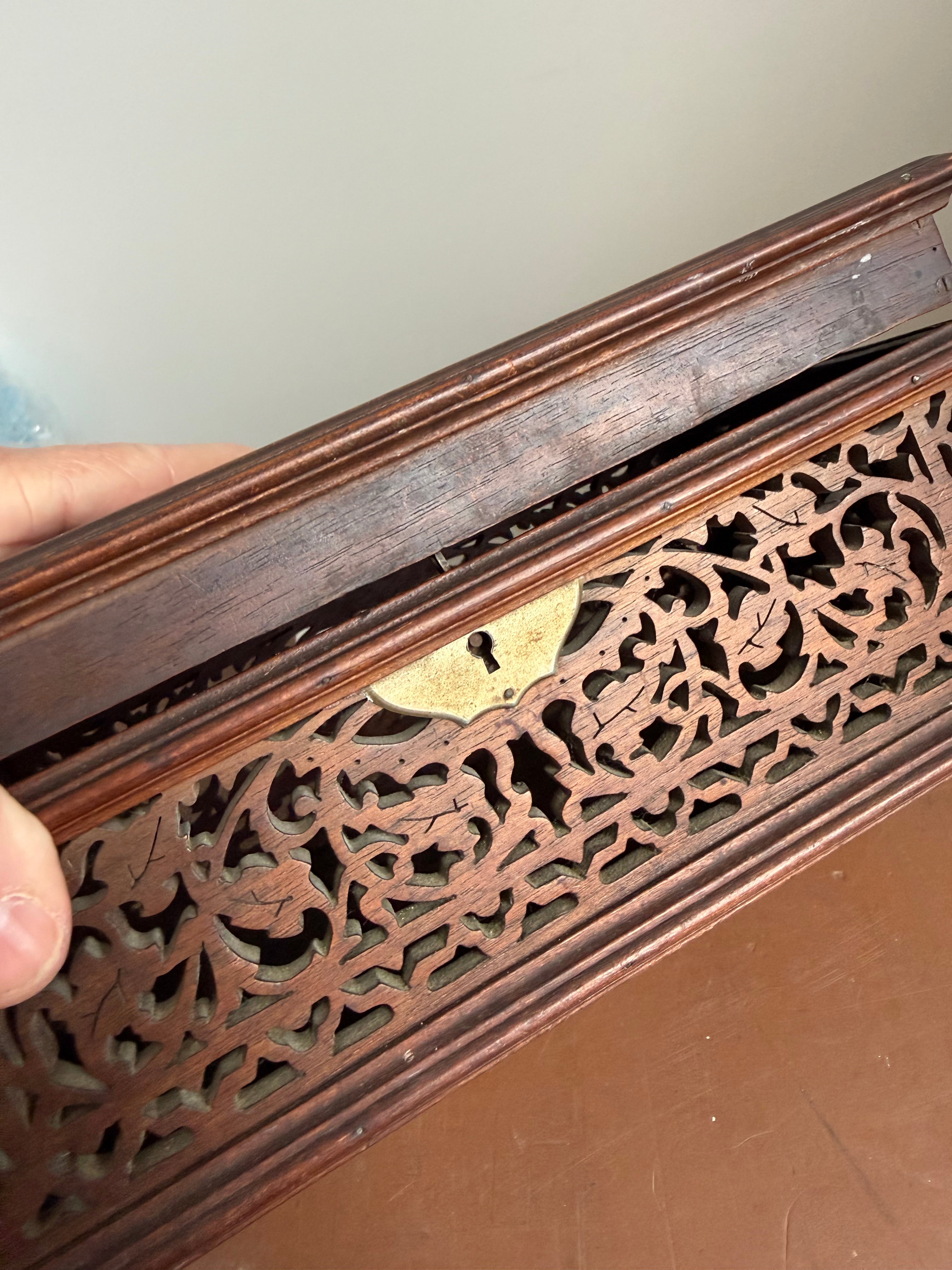 Antique French Walnut Open Work Trinket/Jewelery Box