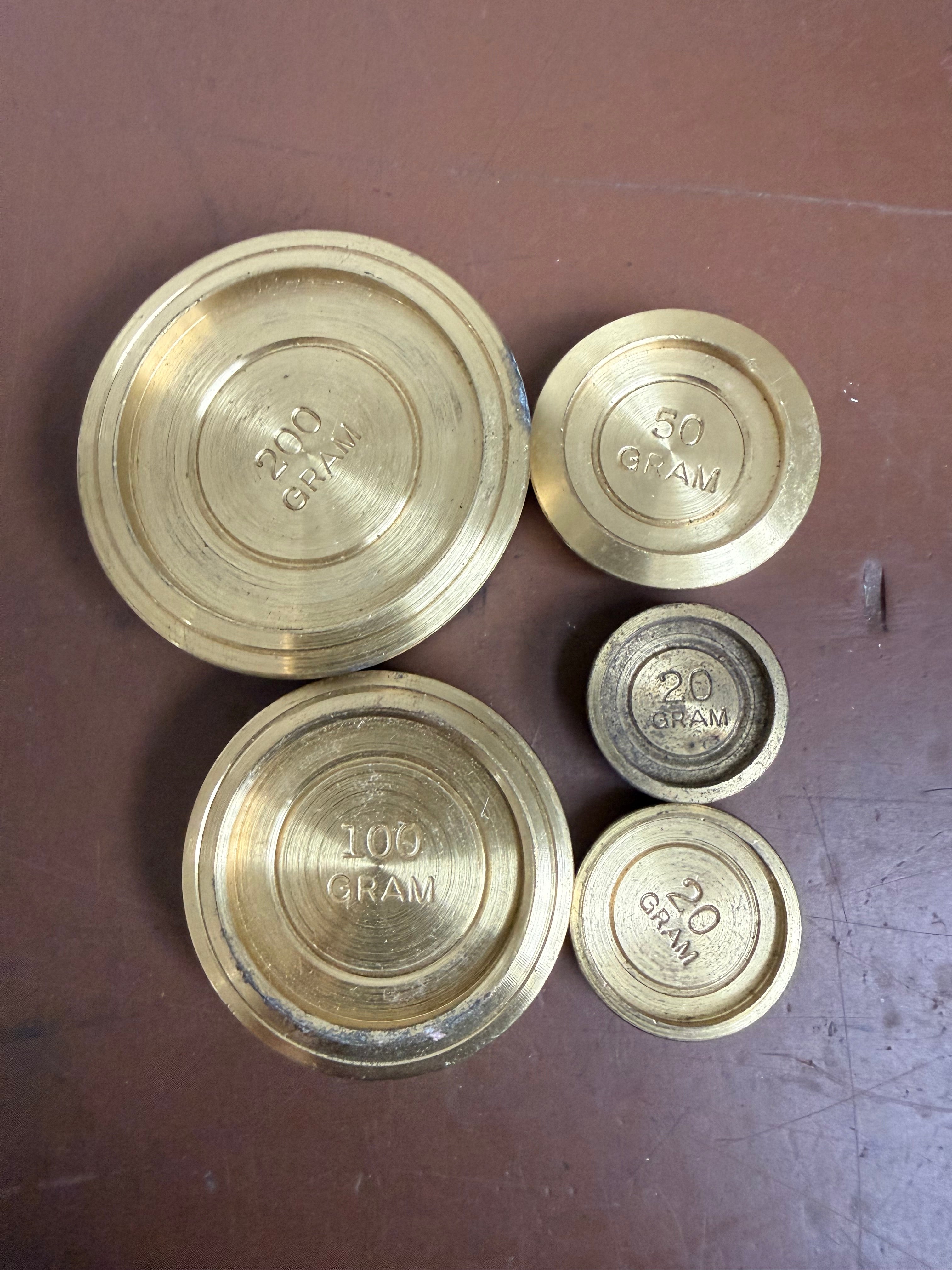 Vintage Set of Five Brass Weights