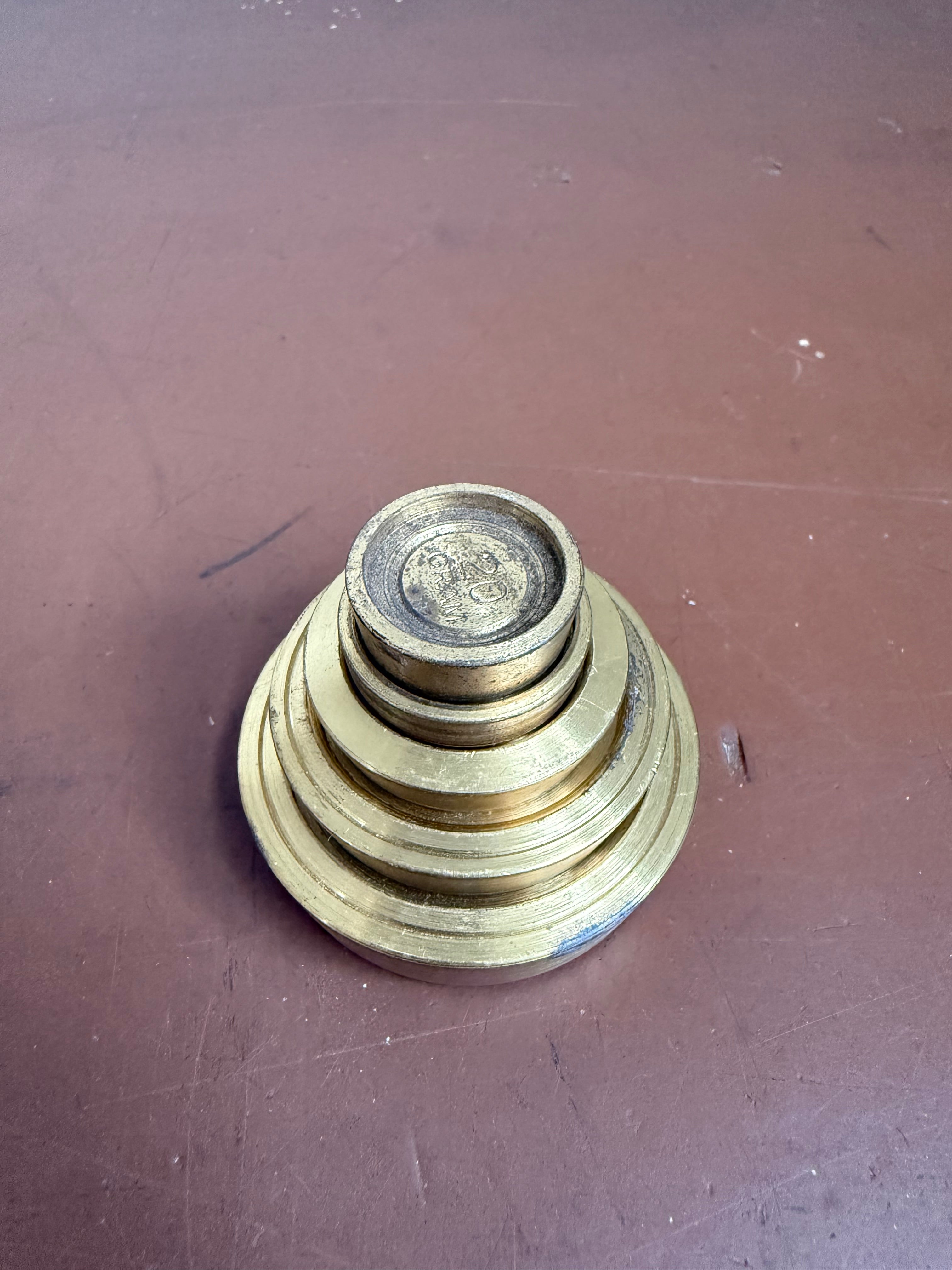 Set of Five Vintage Round Brass Weights