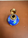 Vintage Hand Painted Ceramic & Brass Top Inkwell