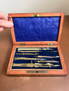 Antique Compass Set In Original Rosewood Box