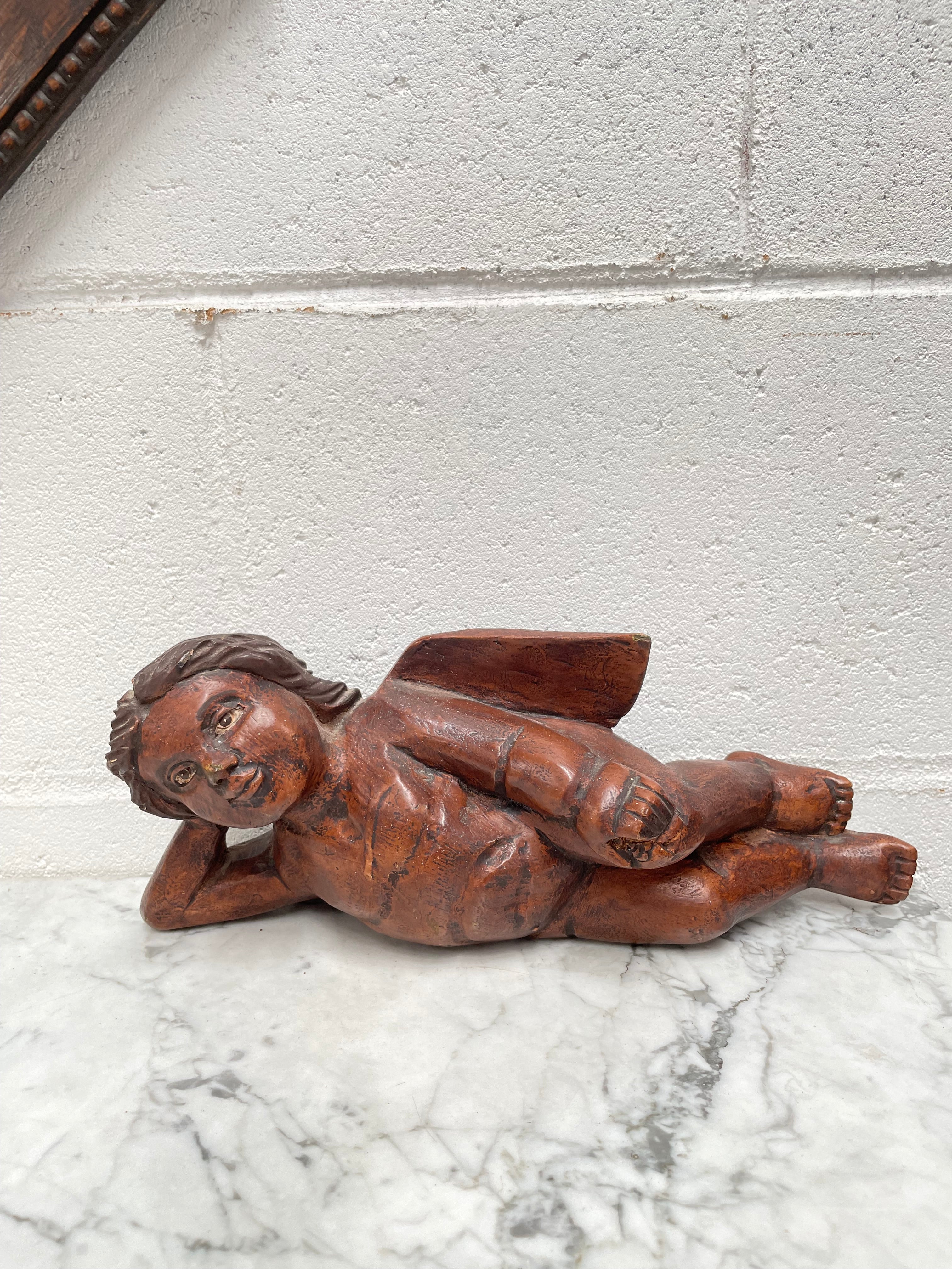Vintage Hand Painted and Carved Angel | Antique & Vintage | Moonee Ponds Antiques | Australia Wide Delivery