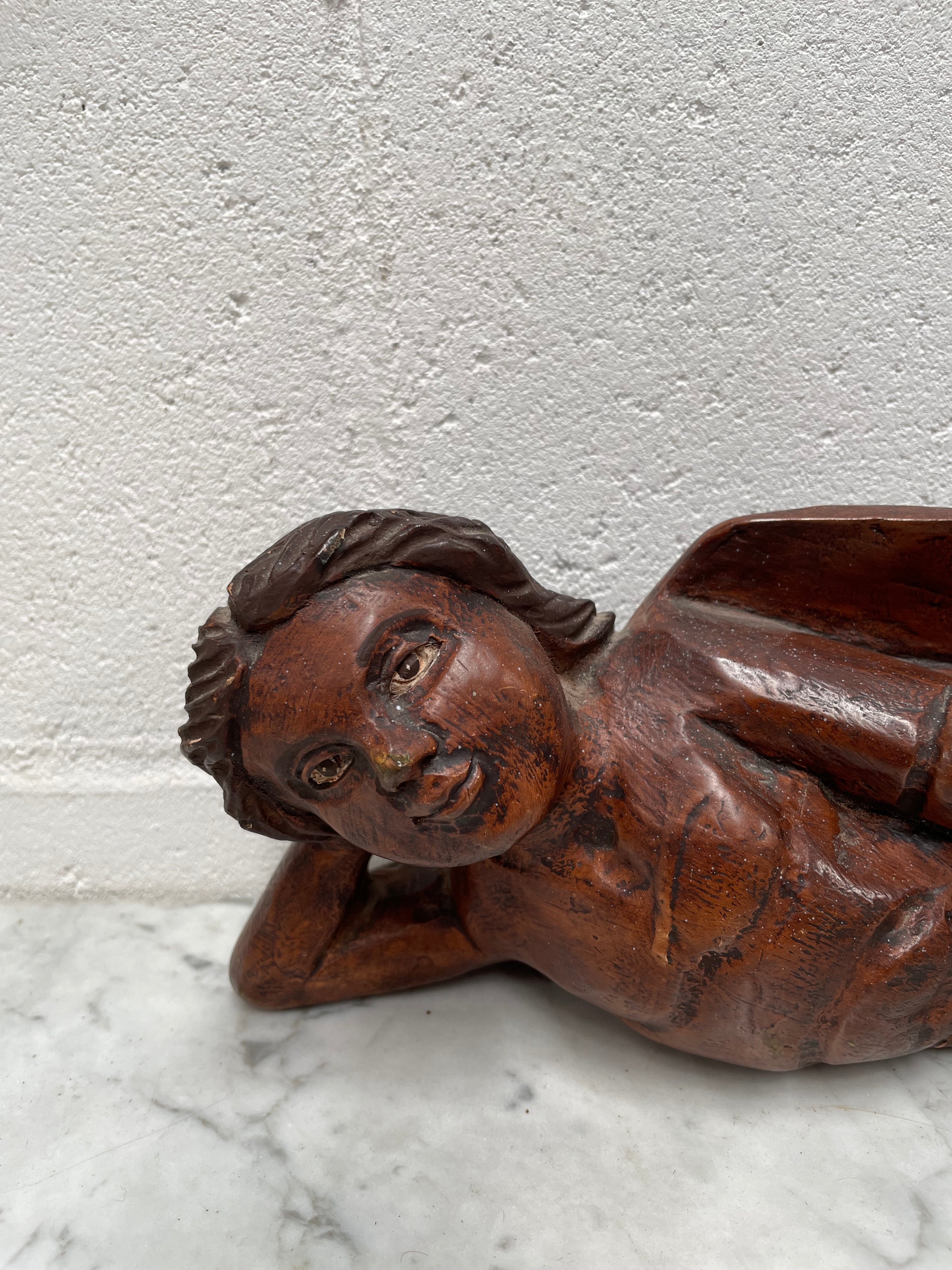 Vintage Hand Painted and Carved Angel | Antique & Vintage | Moonee Ponds Antiques | Australia Wide Delivery