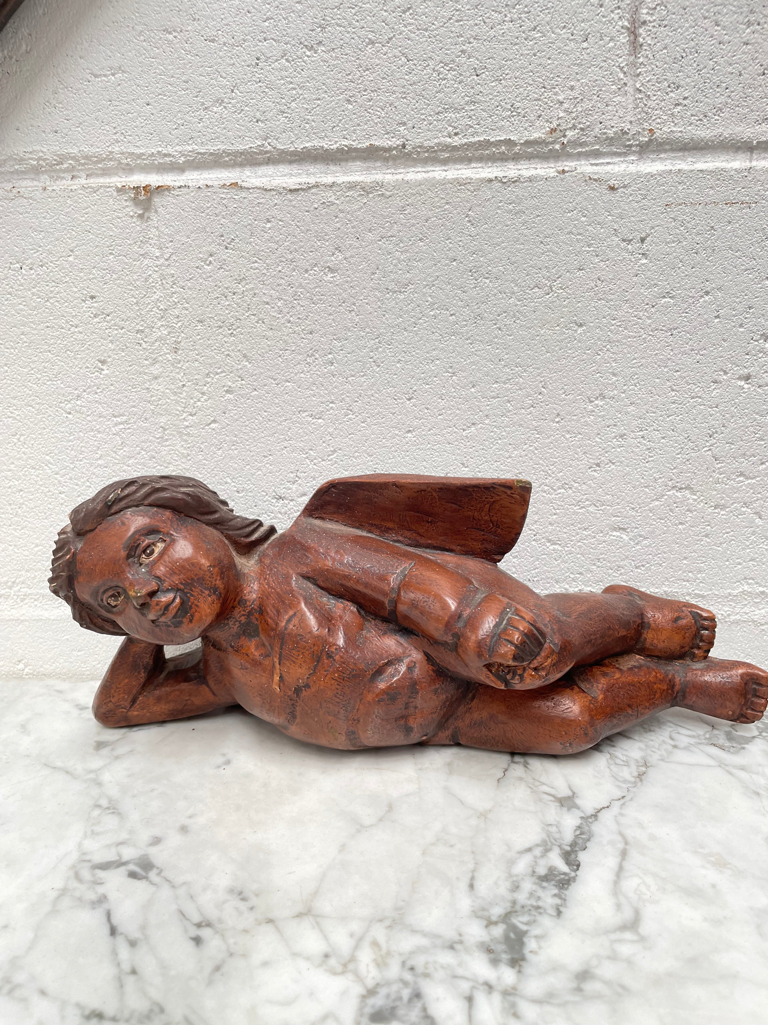 Vintage Hand Painted and Carved Angel | Antique & Vintage | Moonee Ponds Antiques | Australia Wide Delivery