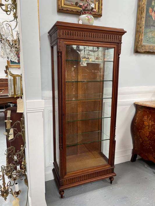 Hard to Find Pair of Antique Walnut Louis XVI Style Vitrines/Display Cabinets