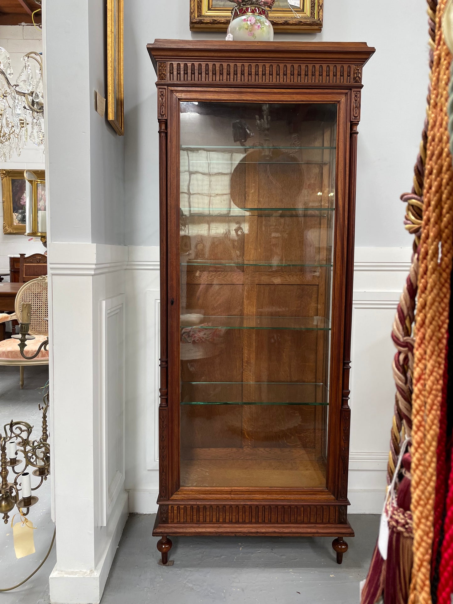Hard to Find Pair of Antique Walnut Louis XVI Style Vitrines/Display Cabinets